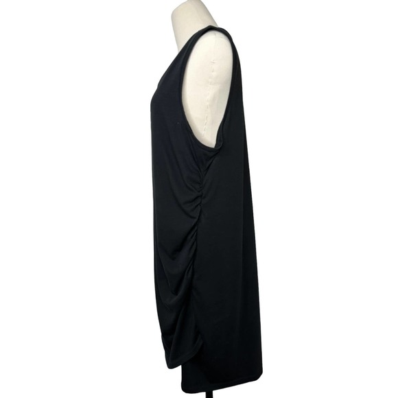 Leith 3X Dress Black Knit Tank Plus Size Dress Ruched Side Sleeveless Sheath B08 - Picture 5 of 8